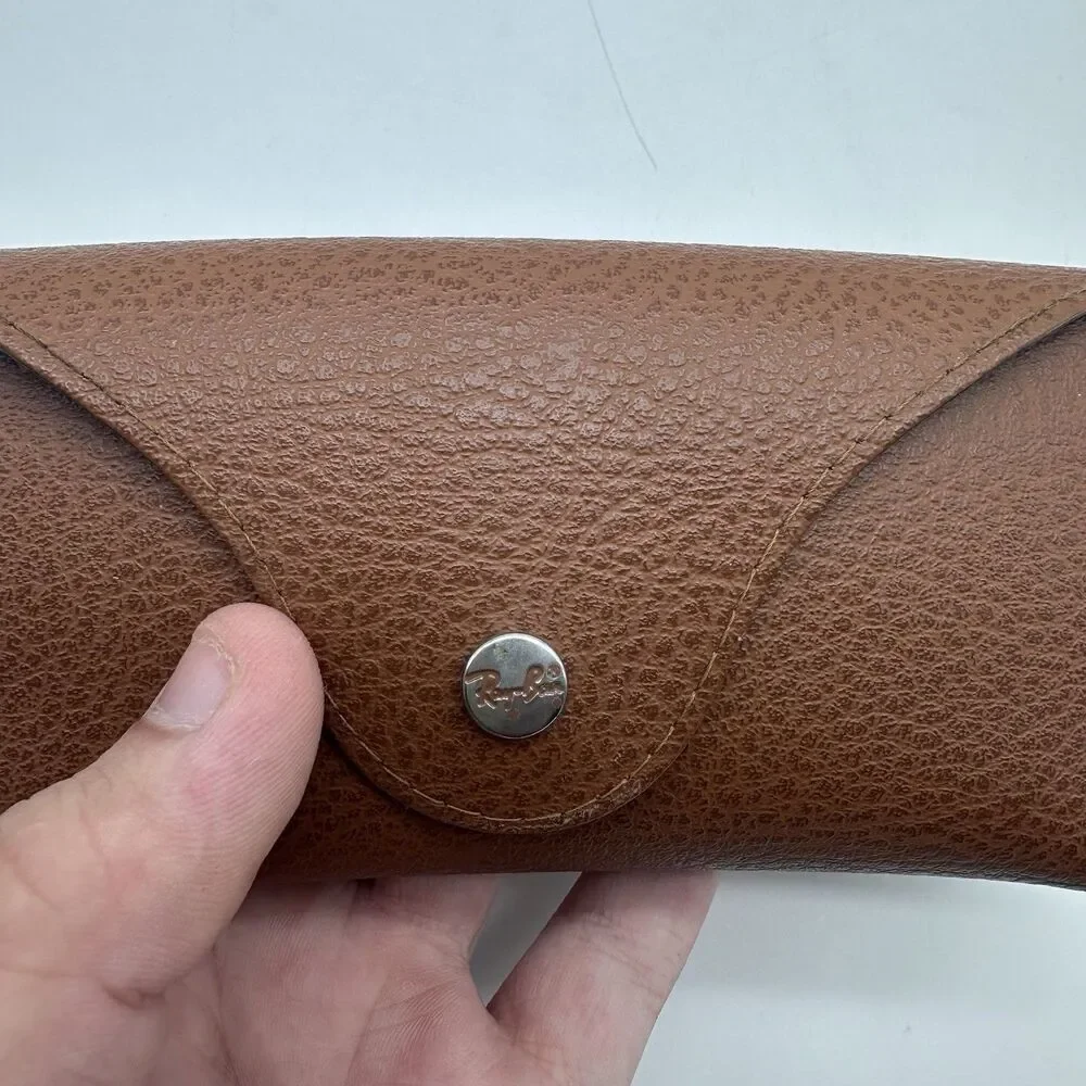 Lot of 4 Authentic Ray-Ban Sunglasses Cases Only Brown Tan Leather Snap Set